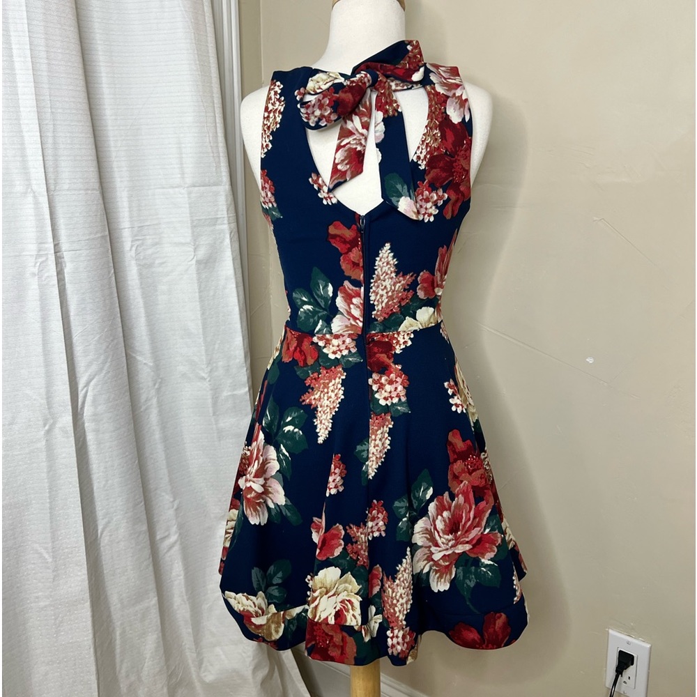 B. Darlin Navy Blue Floral Mini Dress Bow